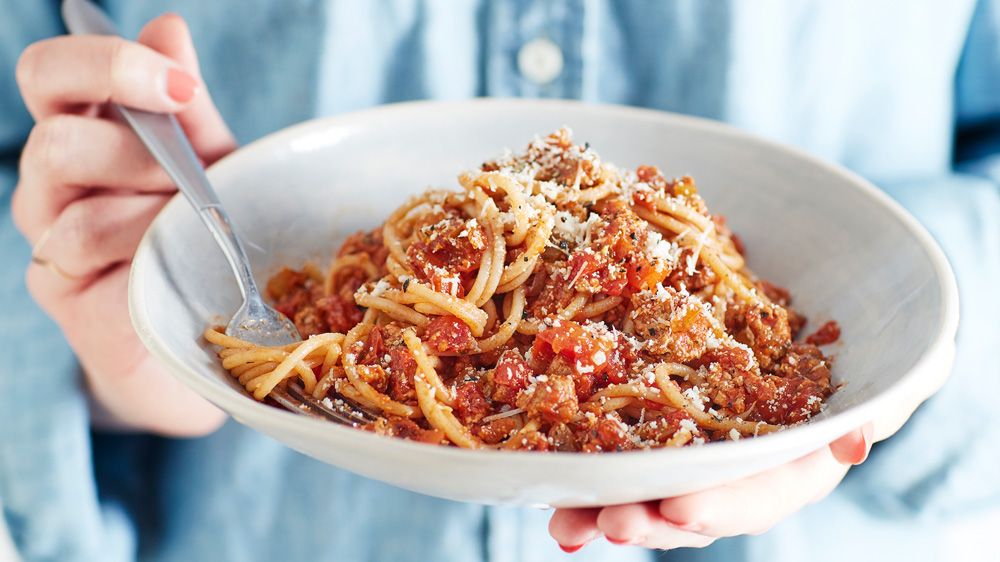 Fusión de sabores de proteínas con pasta